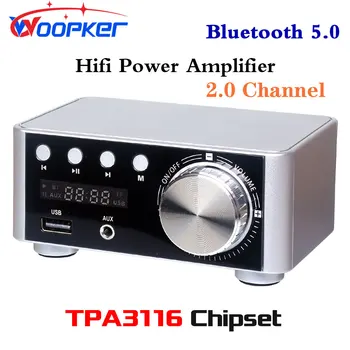 Woopker Hifi Jaudas Pastiprinataju TPA3116 50Wx2 Kanāls Bluetooth 2.0 5.0 Digitālo Mājas Audio AMP USB U Diska TF AUX Mūzikas Atskaņotājs
