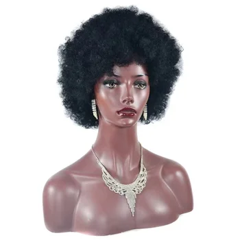 Afro-āfrikas afro pūkains cirtaini parūka Sieviete īsiem matiem pilnu galvu, kas īsi viļņaini temperaments mikroviļņu roll visa parūka