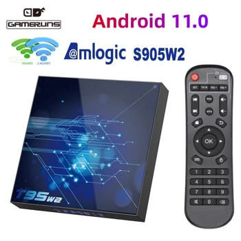 GAMERUNS T95W2 Android 11.0 OS TV Kastē Amlogic S905W2 Quad-core 4GB 32GB 64GB 4K HDR10+ Multivides Atskaņotājs Dual-band wi-fi Set Top Box