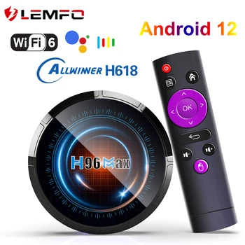 H96MAX TV Kastē Allwinner H618 Android 12 Wifi6 4GB 64GB Atbalsts 6K 100M Ethernet Media Player Google Voice Smart Set Top Box