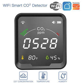 WiFi Tuya Smart CO2 Detektoru 3 in 1 Oglekļa Dioksīda Detektoru Gaisa Kvalitātes Monitors, Temperatūra, Mitrums, Gaisa Tester ar Modinātāju