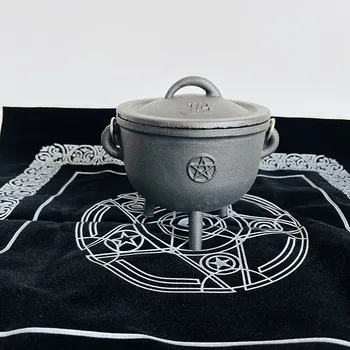 Pentagramma Pentacle Čuguna Katls Komplekts Magic Pot Tīģeli Vasks Galda Raganu Katlā Degšanas Pods Retro Apdare Ceremonija Prop Pot