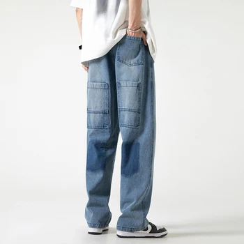 2023 Jaunu Streetwear Džinsi Kravas Bikses Vaļīgas Plaša Kāju Bikses Vairākas Kabatas Harajuku Gadījuma Neitrāls Džinsa Bikses Vīriešu Apģērbu Y2K