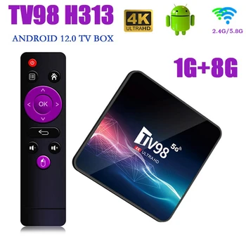 TV98 TV Kastē 1G+8G 2.4 G &5G Wifi Allwinner H313 4Kx2k Android 12 Set-Top Box TV98 Media Player Izturīgs Atkārtoti ES Plug
