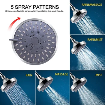 4 Collu Fiksētā Dušas Augsta Spiediena Rokas Dušas Spray 5 Režīmi Augstas Plūsmas ABS Leņķis Regulējams Luksusa Dušas Pieredze
