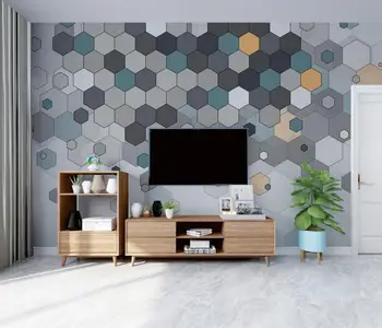 beibehang Pielāgota Ziemeļvalstu mūsdienu abstraktās ģeometriskās sienas uzlīmes tapetes dzīvojamā istabā TV fonā lieli gleznojumi papel de parede