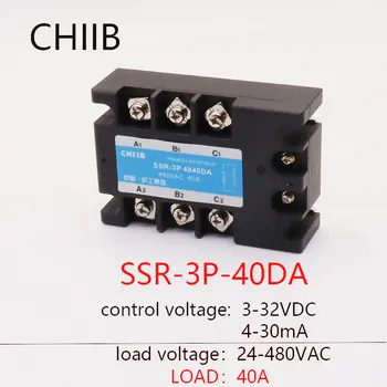 CHIIB PSR-3P-40DA 3-fāzes Cietvielu Releju DC Kontroles AC 3 Fāzes PSR 40DA 380VAC
