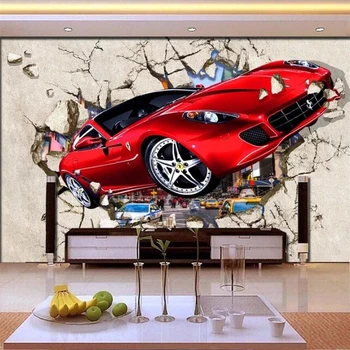 papel de parede Pielāgot tapetes, 3D sienas automašīnu broken sienas dzīvojamā istabā TV fona sienu apdare, krāsošanas papier peint