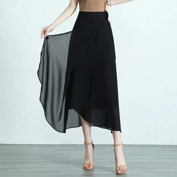 Šifona Viengabala Svārki Sieviešu 2023 Jaunu Nelegālo Elegants Temperaments Modes Slim Svārki Sieviete, Apģērbu Tīrtoņa Krāsu Savvaļas