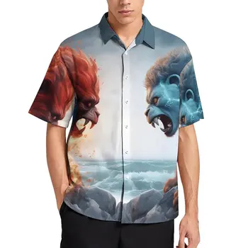 Pērtiķis Brīvdienas Krekls Yin Yang Stila Jauda Hawaii Ikdienas Krekli Vīriešu Vintage Blūzes Ar Īsām Piedurknēm Dizaina Apģērbu Plus Lieluma