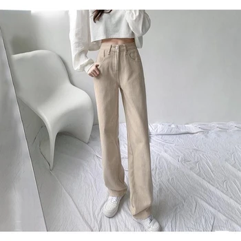 Augstais Viduklis Plats Kāju Džinsi Sievietēm Gadījuma ir Liela Izmēra 5xl Baggy Taisnas Džinsa Bikses korejas Streetwear Vaqueros Vintage Pantalones