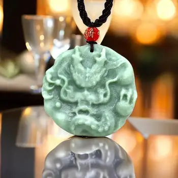 Jade Dragon Kulons Ķīnas Cirsts Kaklarota Dabas Aksesuāri, Modes Dārgakmens Luksusa Rotaslietas Dizainers Akmens Zaļā Kuloni