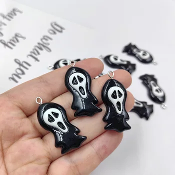 10pcs Halloween Black Ghost Piekariņi, Rotaslietas Pieņemšanas Sveķu Kulons Diy Aproces Auskari Keychain Secinājumi C1105