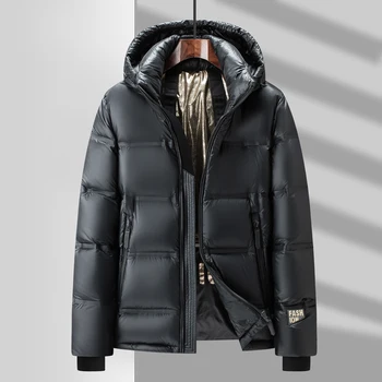 vīriešu ziemas dūnu jaka Ziemas 2023 Augstas kvalitātes kapuci īsā baltā pīle uz leju vīriešiem Sabiezējumu silts melna ziemas jaka