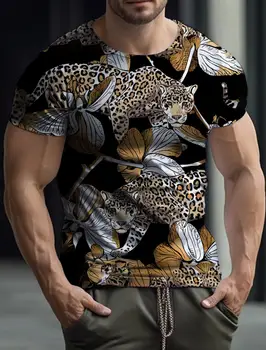 Modes vīriešu T-kreklu ar tīģeri 3D Grafikas Iespiestas Īsām Piedurknēm Vasaras T-krekls lielgabarīta Poliestera Šķiedras Apģērbs