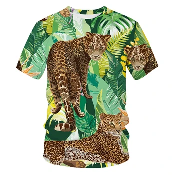 Jauns sieviešu T-Krekli 3D Iespiesti Dzīvnieku Džungļos Leopard t krekls ar Īsām Piedurknēm Smieklīgi Dizaina Ikdienas Topi, t-veida, Vīriešu t krekls, Vīriešu apģērbs