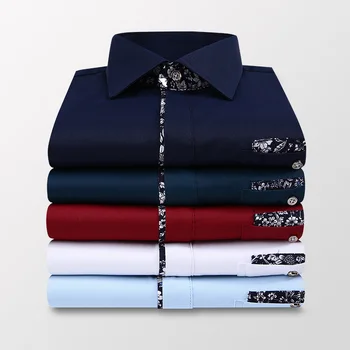 Pavasara Rudens korejiešu Stila Vīriešu Krekls ar garām Piedurknēm Pogas Turn Apkakle Kabatas Dizaina pretgrumbu Lielgabarīta 5XL