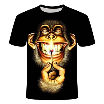 3D Modes Funny Mērkaķis Grafiskais Tshirts Vasaras Gadījuma Dzīvnieku Modelis Vīriešu T-krekls Jauns Hip Hop Drukāt Īsām Piedurknēm T Krekli, Topi