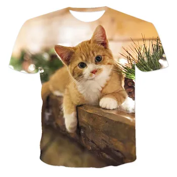 Vasaras 3D drukāšanas Kawaii Kaķis Vīriešiem Un Sievietēm, kas Pārdod O-veida Kakla T-Krekls Ikdienas Īsās Piedurknes Pārdošanas Iela Izmēra T-Krekls