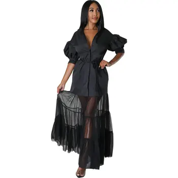 Āfrikas Kleitas Sievietēm 2023 Vasaras Elegants Raibs Apģērbs, Dāmas Puse Kluba Drēbes, Melna Balta Acs Krekls Maxi Kleita S-2XL