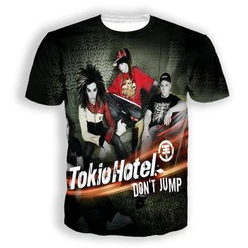 T-krekli rokgrupas Tokio Hotel 3D Iespiesti Vasaras Lakrosa Streetwear O Apkakli, Īsām Piedurknēm T Lielgabarīta Vīriešu, Sieviešu Topi Apģērbi