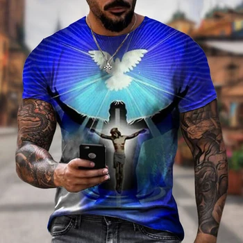 2023 Dievs! Krusta Modes 3D T-krekls Par Jēzus Mīlestību Everone Kristiešu Vīriešu T-krekls Plus Lieluma