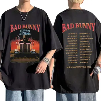 2023 Bad Bunny El Ulitimo Tour Del Mundo Tour Ziemeļamerikas Tūres Double-sided Print T Hip Hop Streetwear Izmēra T-krekls