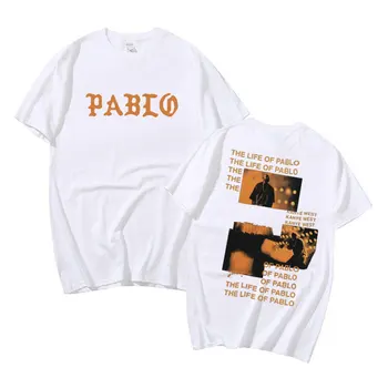 Kanye West Pablo Grafikas Drukas 100% Kokvilnas T-krekls DZĪVES PABLO T Krekls Vasaras Vīriešiem, Sievietēm Hip Hop Modes Lielgabarīta T-Īss