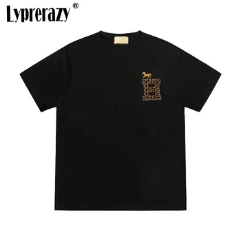 Lyprerazy Unisex Oriģinalitāti Zirgu Izšuvumi Īsām piedurknēm T-krekls Vasaras Ielu Kokvilnas Vīriešu t-veida Topi