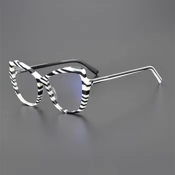 Kaķu acs brillēm, Dāmas Tauriņš Liels rāmis alternatīvās Modes melnā un baltā acetāta optisko briļļu rāmis recepšu glas