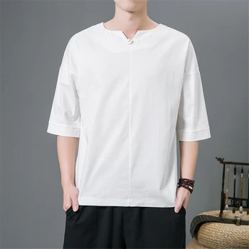 Vasaras Veļa T-krekls Vīriešiem Harajuku Gadījuma vienkrāsainu Pusi Piedurknēm T Krekls Vasaras Topi, t-veida, Vīriešu Melnu Tshirts