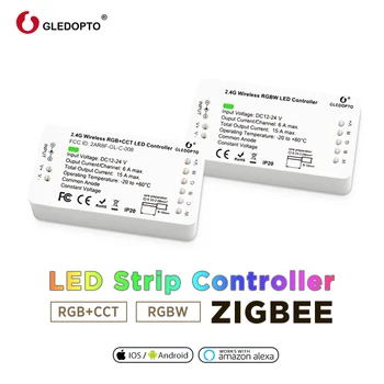Mājas Smart Zigbee Kontrolieris Saderīgs ar Echo Plus Smartthings Balss Kontrolē RGB+PKT Krāsu DC12-24V Darbu ar Zigbee Centrmezglu