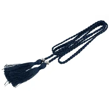Austi pušķis jostas mezgls dekorēts vidukļa ķēdes vidukļa virves Tumši Zila
