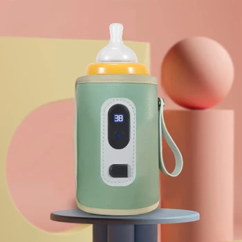 USB Piena Siltuma Turētājs Portatīvo Temperatūras Displejs Bērnu Pudeļu Sildītājs 5 Pārnesumu Regulējams 38°C-55°C, ja Āra Ceļojumu Piederumi