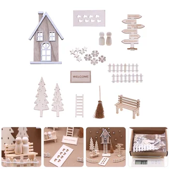 DIY Mēbeles, Dekori Mini Ziemassvētku Ainas Ziemassvētki Radošo Miniatūras Rotājumi, Mājas Komplekts Izkārtojumu Rotājumi, Durvju Modelis