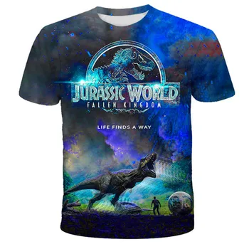Zēni Vasaras Dinozauru Īsām Piedurknēm Jurassic Pasaules 3D Druka, T-Krekli 3-14 Gadiem Bērni Gadījuma Streetwear Apģērbs Bērniem Apģērbs