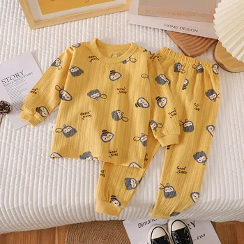 Bērnu Kokvilnas Sleepwear Set Home (Sākuma Zēni Meitenes Dzīvnieku Pidžamas Pijamas Kokvilnas Bērnu Pidžamas Divdaļīga Apģērbu Komplekts 0-12 Gadiem