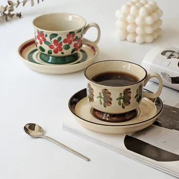 Dizains Leakproof Kafijas Tasi Keramikas Vintage Latte Kempings Kafijas Tasi Lasījumā Šķīvītis Uzstādītu Atkārtoti Kaffeetassen Sadzīves Priekšmeti,
