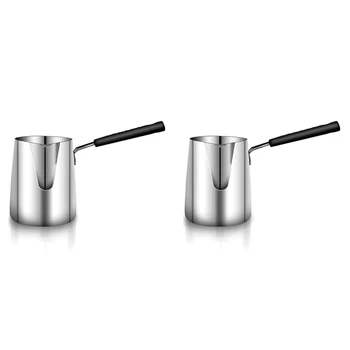 2X Nerūsējošā Tērauda Sviesta Un Kafijas Siltāks,turku Kafijas kanna,Mini Sviests Melting Pot Un Piena Pods Ar Snīpi -(350ML)