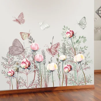 Butterfly Ziedu Sienas Uzlīmes, Dzīvojamā Istaba Tapetes Guļamistabā Sienas Dekori Mākslas Noņemams Plakātu Vinila Apdare, Mājas Piederumi