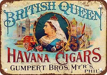 Lplpol Lielbritānijas Karaliene Havanas Cigāri Vintage Izskatu Pārpublicēšana Metāla Skārda Zīme