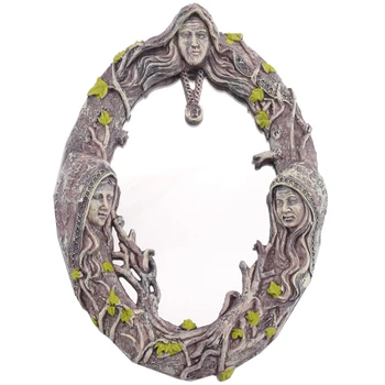 Triple Mēness Dieviete Sienas Spogulis Trīsvienības Var Piestiprināt Pie Sienas Spogulis Ar Pieci Norādīja Retro Karājas Spogulis