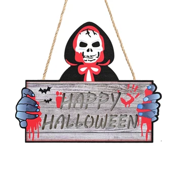 Halloween Gaismas Kulons Halloween Rotājumi LED Zīme Durvīm Rotājumu Hanging signāls Halloween Karājas Koka Dekori