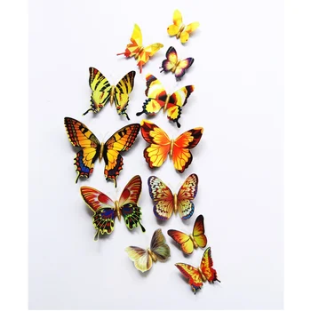 3D-Trīsdimensiju Anti-Nekustamā 12 Gabali Iepakojums Zelta vienslāņa Butterfly Sudraba vienslāņa Tauriņš Tautas Tauriņš