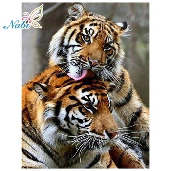 5d diy dimanta krāsošana pilnu kvadrātveida Dimanta izšuvumi dzīvniekiem Tiger - dimanta mozaīku bildes no rhinestones 497DD