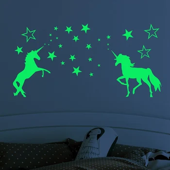 Spīd Tumsā Zvaigznes Sienas Uzlīmes Bērniem, Bērnu Guļamistaba Griestu Mājas Dekoru Gaismas Stars Unicorn Sienas Uzlīmes