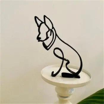 Suns Mākslas Skulptūru Vienkārši Metāla Suns Abstraktā Māksla, Skulptūru Mājas Puse Office Desktop Apdare Cute Pet Suns, Kaķi Dāvanas