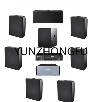Mājas kinozāles audio-vizuālo sistēmu, kas var piestiprināt pie sienas, 7.1 audio skaļruni un 12 collu subwoofer skaļrunis