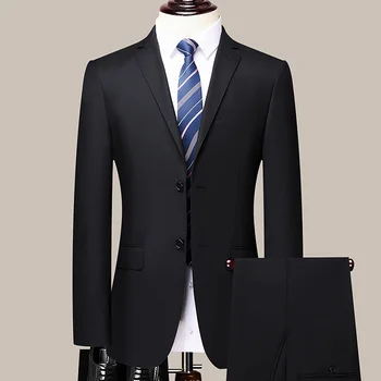 2023 Jauns (Žakete+ Bikses) Vīriešu Džentlmenis Modes Biznesa tīrtoņa Krāsu Nekustamā Vilnas itāļu Stila Kāzu Darba Uzvalku 2 Gabals, kas