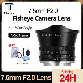 TTArtisan 7,5 mm F2 Fisheye APS-C Kameras Objektīvs Ultra Platleņķa Liela Diafragmas atvēruma Objektīvs Sony E Mount Canon RF Nikon Z L Mount M43